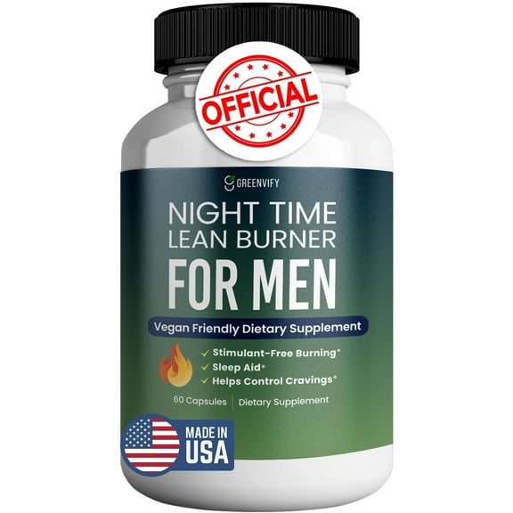 GreenVify Night Time Lean Burner for Men, Unflavoured, 60 Count