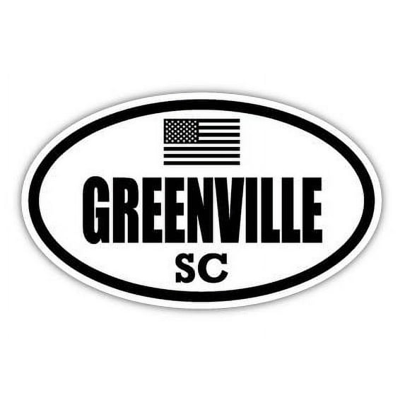 Greenville SC South Carolina Greenville County Stealthy Subdued Old Glory US Flag Oval Euro Decal Bumper Sticker 3M Vinyl 3" x 5"
