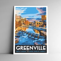 Greenville, South Carolina Vintage Travel Poster / Postcard WPA Style Retro Reedy River