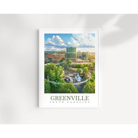 Greenville South Carolina Wall Art Print City Landscape Decor Unframed Paper Print