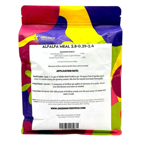 Greenway Biotech Alfalfa Meal Fertilizer 2.50-0-2.50 3 Pounds