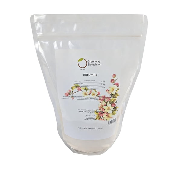 Greenway Biotech Dolomite Lime Plus- Includes 11.8% Magnesium and 22.7% Calcium Helps to Adjust the pH Level- Great to Make your Own Compost and Worm Bins- 5 Pounds