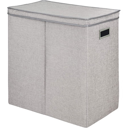 Greenway Collapsible Double Sorter Bathroom Laundry Hamper, Grey Linen