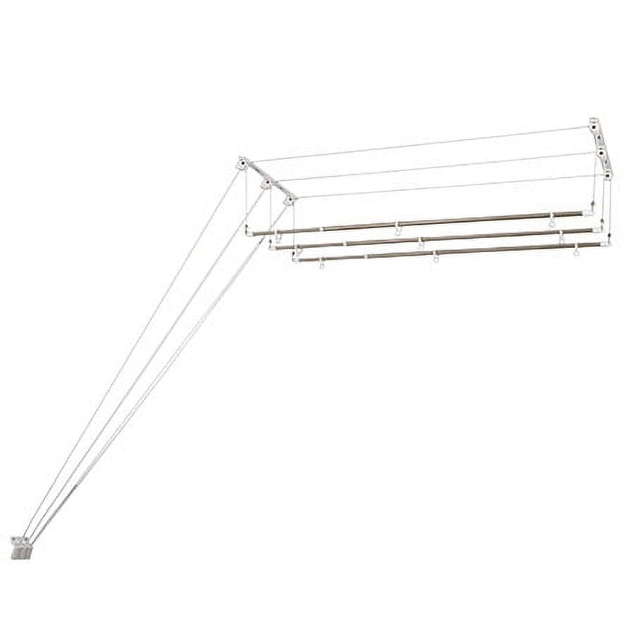 Drying rack Wall and Ceiling Dryer 180cm Hand-Cranked 4-Bar Airer  Clothesline Aluminum for Home Bathroom Outdoor Laundry Silver