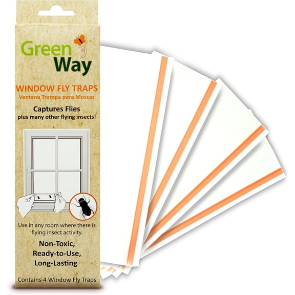 Greenway Window Fly Traps, Sticky Traps for Gnats and Flies, Non-Toxic Fly Control, Safe for Kids and Pets, Perfect for Indoor Use, 1 Pack (Includes 4 Traps)