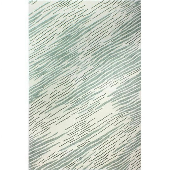 Greenwich Collection Abstract Contemporary Wool & Viscose Hand Tufted Area Rug, Ivory & Green - 3 ft. 9 in. x 5 ft. 9 in.