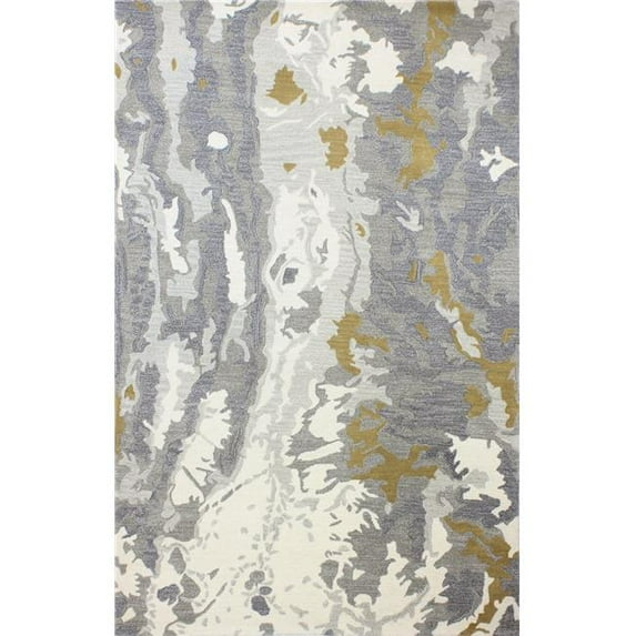 Greenwich Collection Abstract Contemporary Wool & Viscose Hand Tufted Area Rug, Ivory & Grey - 7 ft. 9 in. x 9 ft. 9 in.