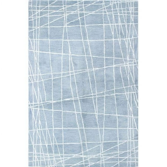 Greenwich Collection Geometric Contemporary Wool & Viscose Hand Tufted Area Rug - Light Blue - 3 ft. 9 in. x 5 ft. 9 in.