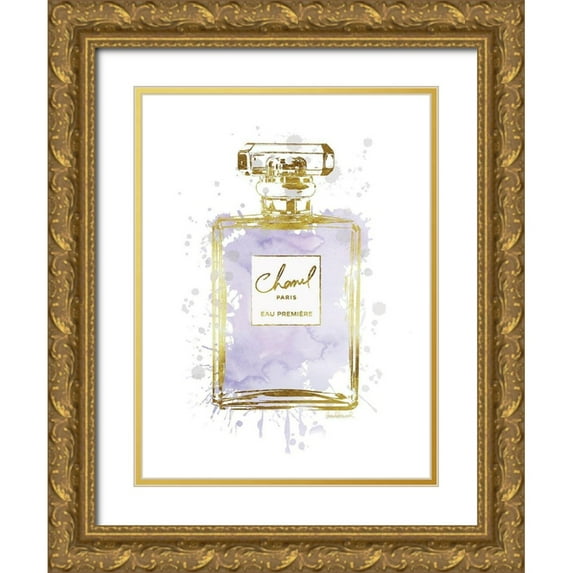 Greenwood, Amanda 12x14 Gold Ornate Wood Framed with Double Matting Museum Art Print Titled - Perfume Bottle Dusty Purple