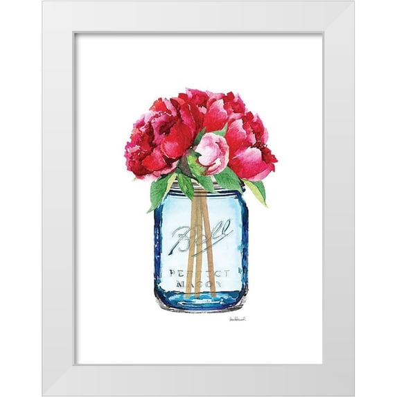 Greenwood, Amanda 12x14 White Modern Wood Framed Museum Art Print Titled - Blue Jar Peony