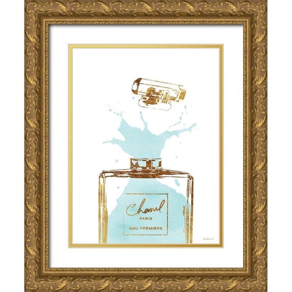 Greenwood, Amanda 15x18 Gold Ornate Wood Framed with Double Matting Museum Art Print Titled - Teal Splash II