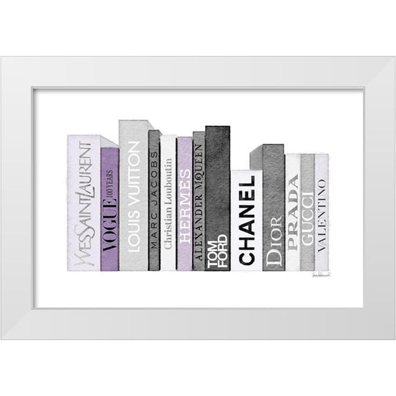 Greenwood, Amanda 18x13 White Modern Wood Framed Museum Art Print Titled - Grey and Purple Books