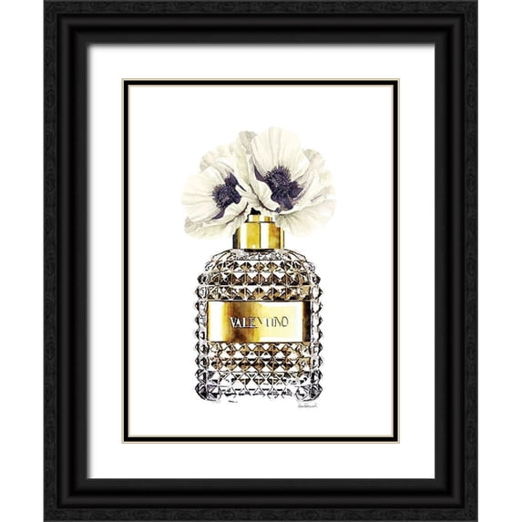 Greenwood, Amanda 19x24 Black Ornate Wood Framed with Double Matting Museum Art Print Titled - Gold Perfume with Poppy