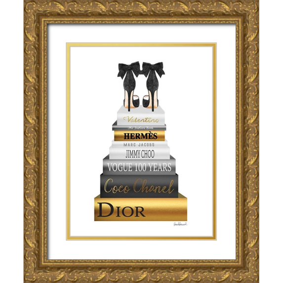 Greenwood, Amanda 19x24 Gold Ornate Wood Framed with Double Matting Museum Art Print Titled - Book Stack Metallic Gold
