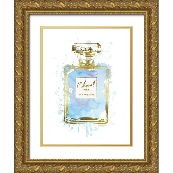 Greenwood, Amanda 19x24 Gold Ornate Wood Framed with Double Matting Museum Art Print Titled - Perfume Bottle Blue