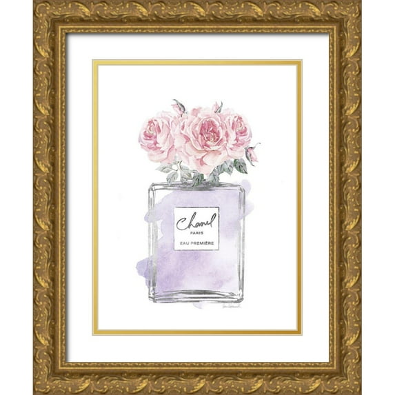 Greenwood, Amanda 19x24 Gold Ornate Wood Framed with Double Matting Museum Art Print Titled - Silver Perfume and Flowers VIII
