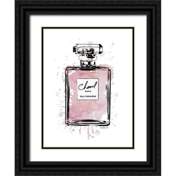 Greenwood, Amanda 25x32 Black Ornate Wood Framed with Double Matting Museum Art Print Titled - Black Inky Perfume in Pink