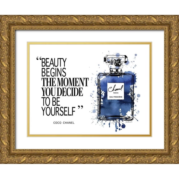 Greenwood, Amanda 32x25 Gold Ornate Wood Framed with Double Matting Museum Art Print Titled - Beauty Begins Inky Navy