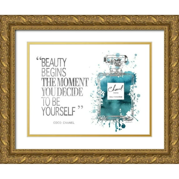 Greenwood, Amanda 32x25 Gold Ornate Wood Framed with Double Matting Museum Art Print Titled - Beauty Begins Inky Teal