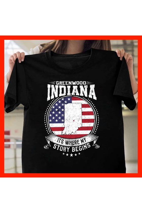 Greenwood Indiana Hometown Pride T-Shirt - Vintage USA State Graphic Tee T1107, for men and women, Extended Sizes Up to 5XL