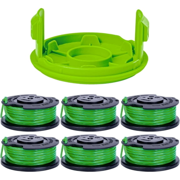Greenworks 0.080" Single Line Auto-Feed String Trimmer Spools (6-pack) + Replacement Spool Cover