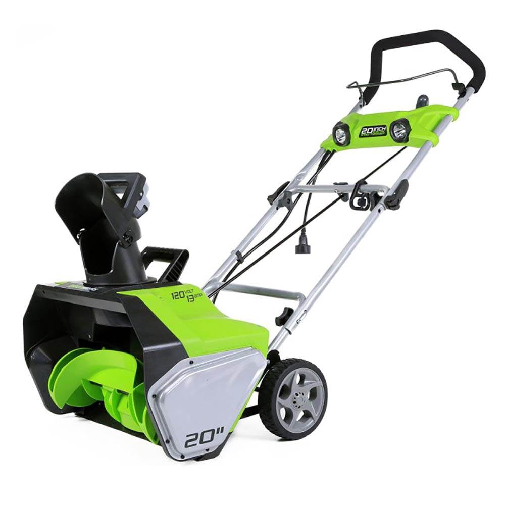 Greenworks 13-Amp 20-Inch Corded Snow Thrower With Dual LED Lights