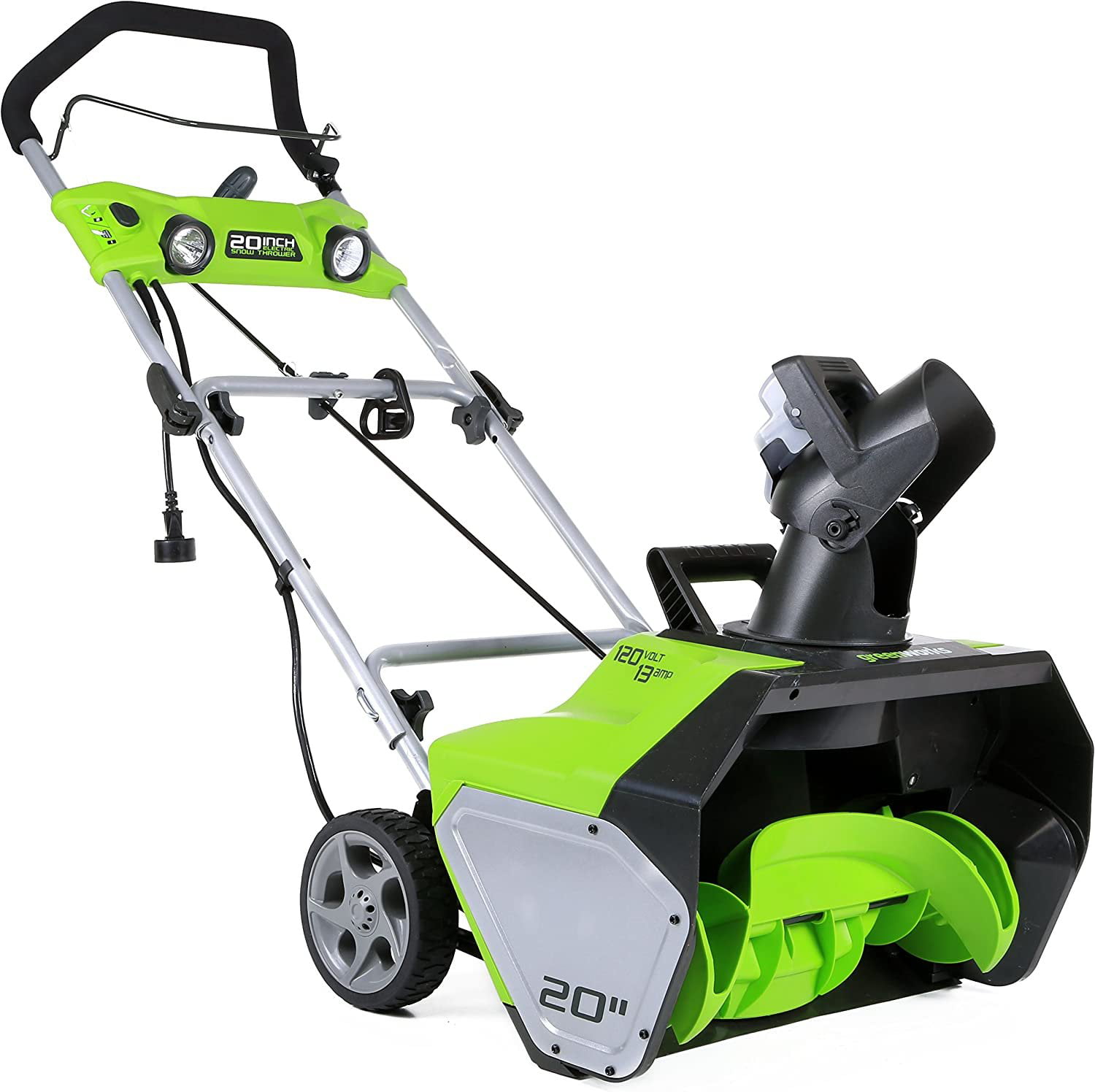 Greenworks 13 Amp 20-inch Electric Snowthrower with Light Kit, 2600202 