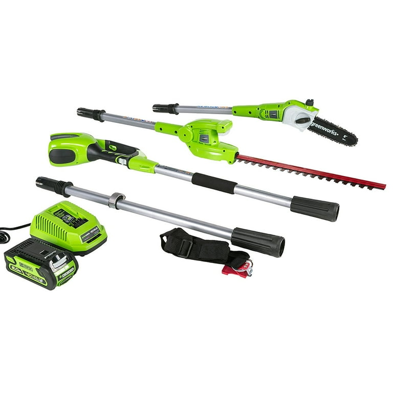 Greenworks 20 40 Volt Battery Powered Pole Saw with Hedge Trimmer Attachment with 2.0 Ah Battery and Charger Walmart