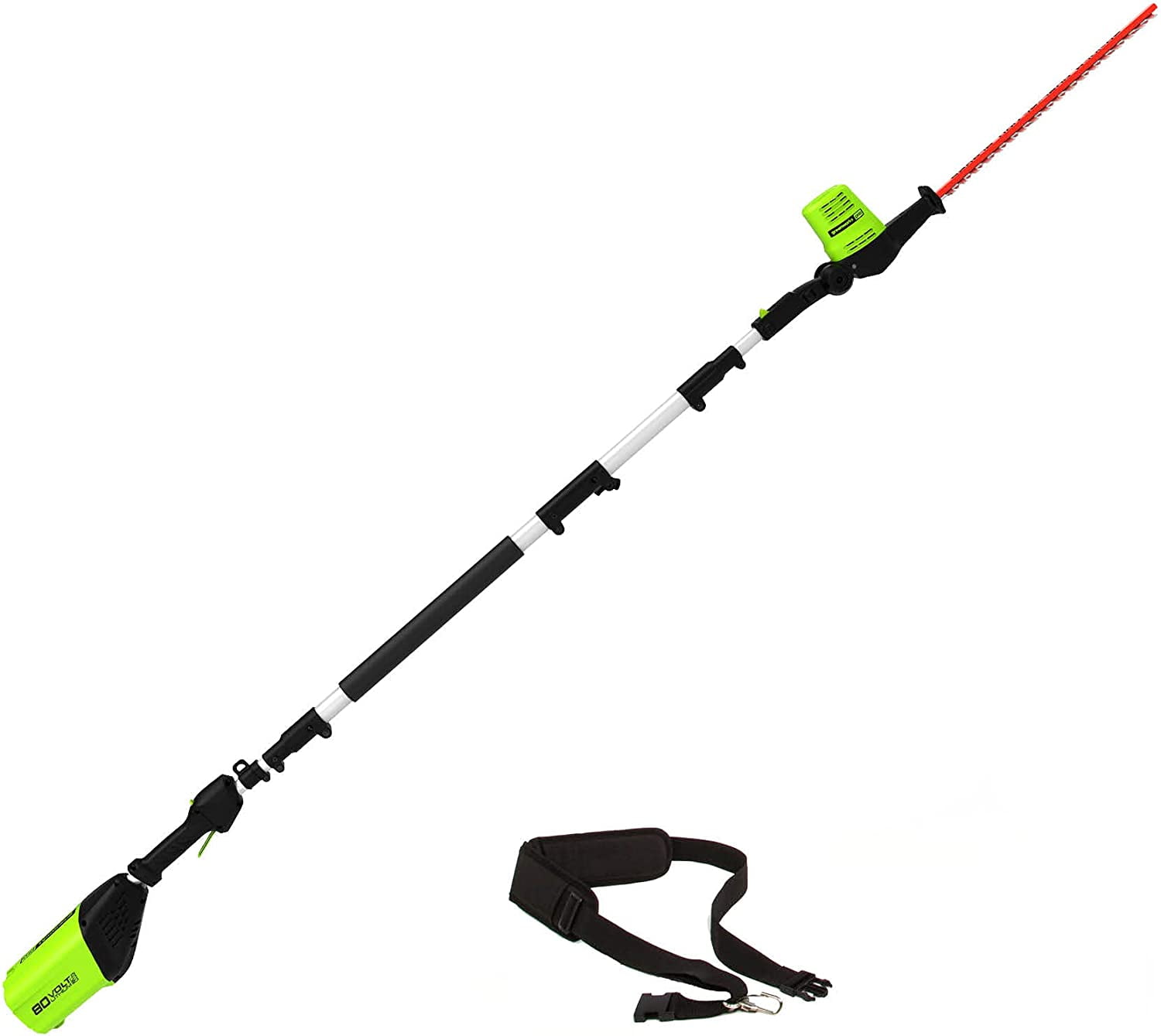 Greenworks 20-Inch 80V Cordless Pole Hedge Trimmer, Battery Not Included PH80B00