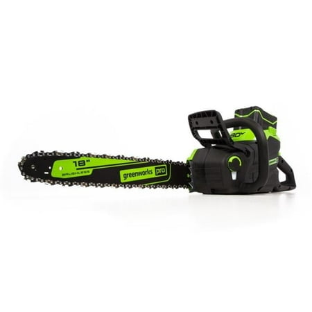 Greenworks - 80-Volt 18-Inch Cordless Brushless Chainsaw (1 x 4Ah battery and Charger) - Green