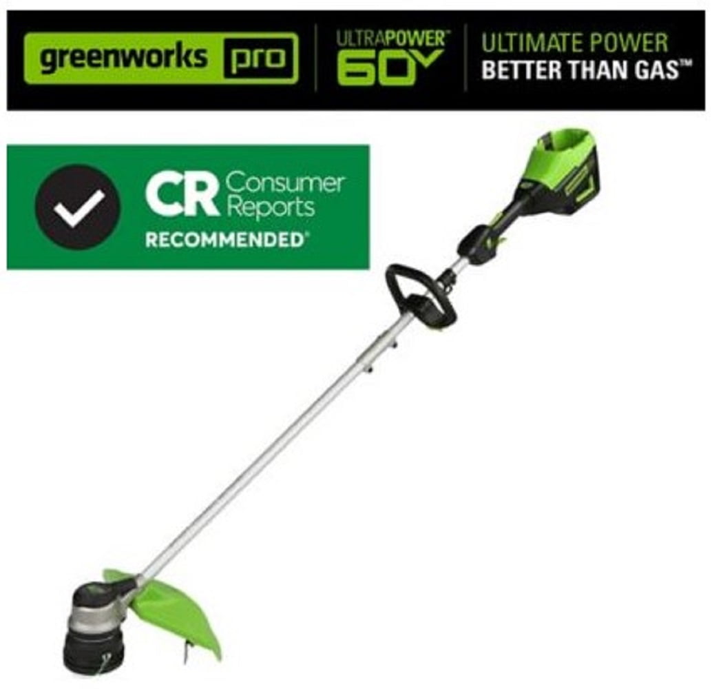 Greenworks Pro 60V 17 in Brushless Cordless Battery String Trimmer with Carbon Fiber Shaft, 4.0 Ah Battery & Charger, 2132002