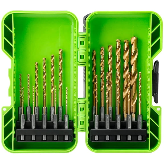 Greenworks 22-Piece HSS Titanium Drilling Bit Set with Case