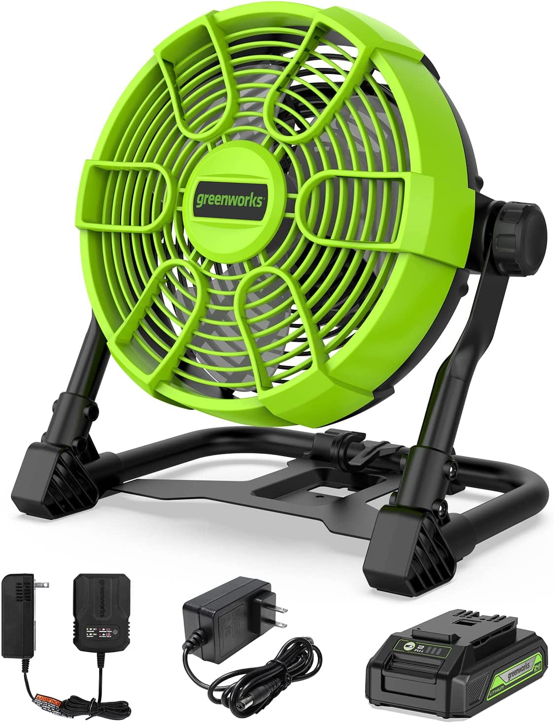 Greenworks 24v 10 5 speed fan 500 cfm with 2 0ah usb battery and
