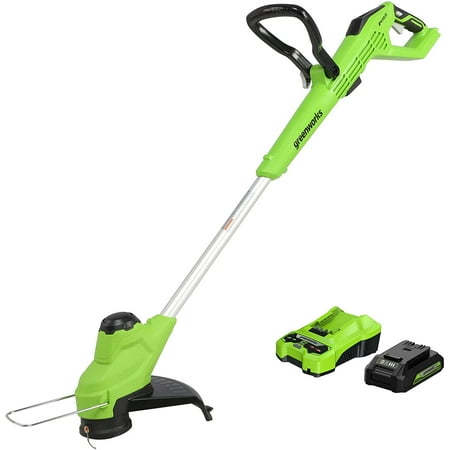 Greenworks - TORQDRIVE 24-Volt 12-Inch Cutting Diameter Straight Shaft Grass Trimmer and Edger (1 x 2.0Ah Battery and 1 x Charger) - Black/Green