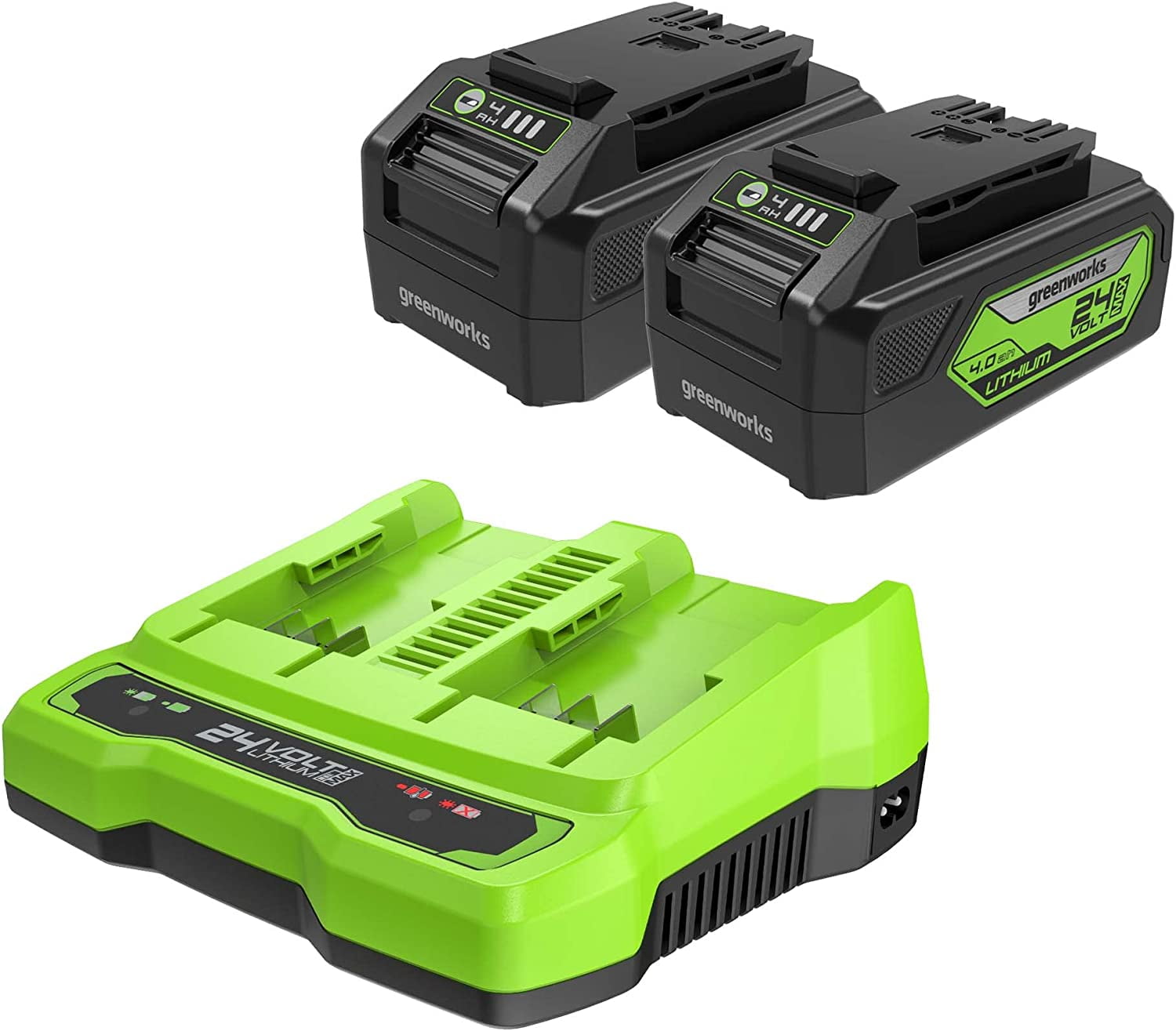 Greenworks 24V 4.0Ah USB Battery (2Pack) and Dual Port Rapid Charger
