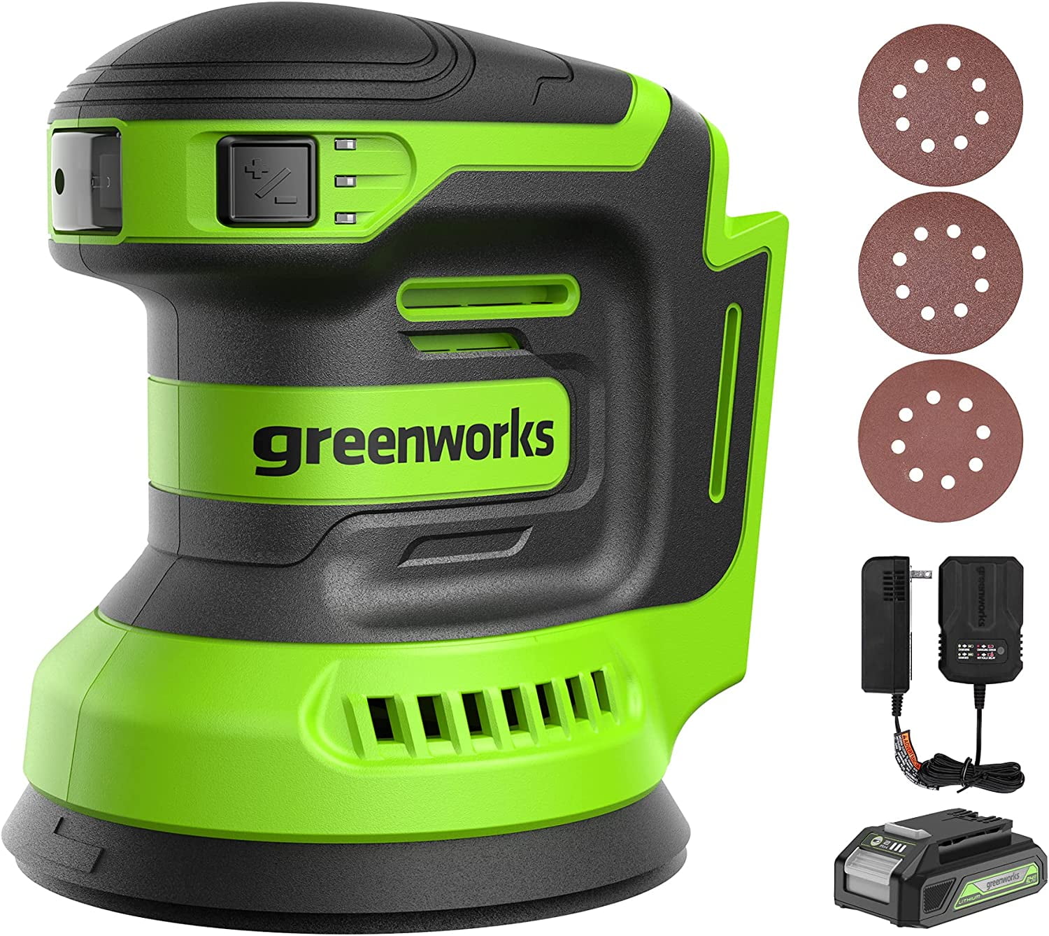 Greenworks 24V 5" Cordless Orbital Sander Kit with 2Ah Battery & Charger 3101602