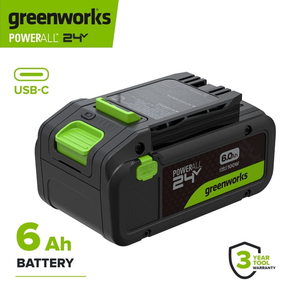 Greenworks PowerAll 24V 6Ah USB-C Battery, LBHPTC600