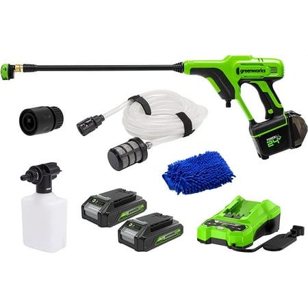 Greenworks - 24V 600-PSI 0.8 GPM Cordless Power Cleaner with (2) 2.0 Ah Batteries and Charger - Green