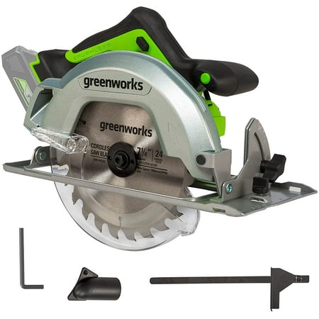 Greenworks - 24-Volt Cordless Brushless 7.25 in. Circular Saw (Battery and Charger Not Included) - Black/Green