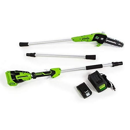 Greenworks - 24-Volt 8-Inch Cordless Pole Saw (1 x 2.0Ah Battery and 1 x Charger) - Black/Green