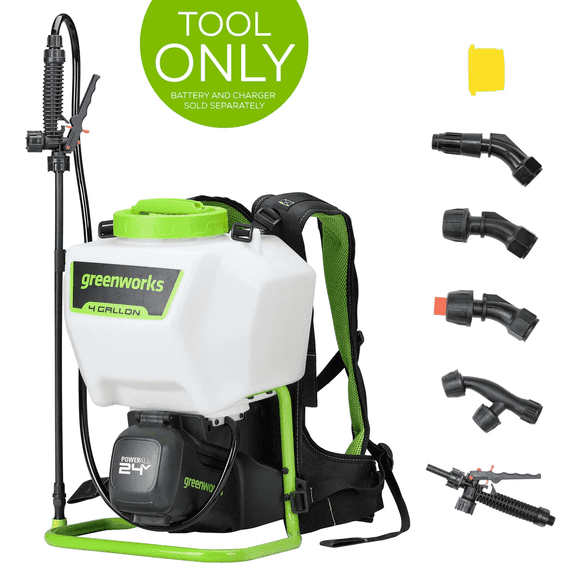 Greenworks 24V Backpack Sprayer 4 Gallon,Backpack Sprayer for Weeding, Spraying, Cleaning,Tool Only, Battery and Charger Not Included