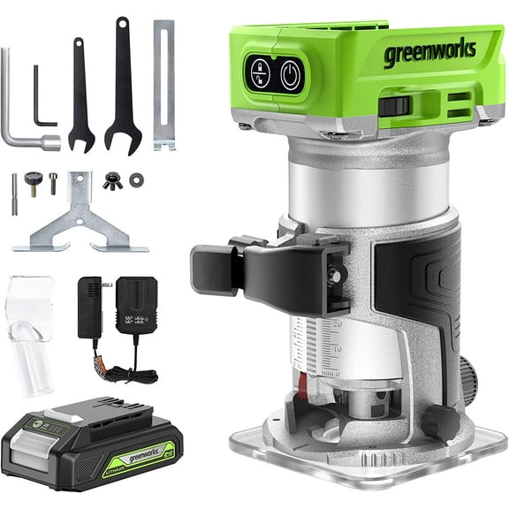 Greenworks 24V Brushless 30,000 RPM Compact Router with 2Ah Battery and Charger
