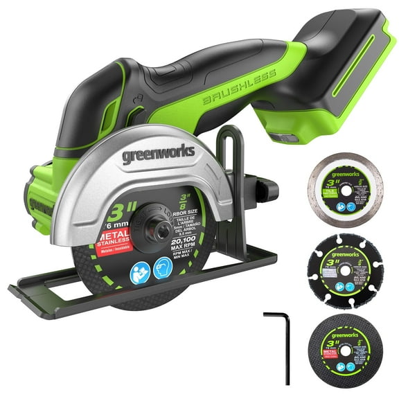 Greenworks 24V Brushless Compact Cut-Off Tool (Tool Only) with Extra 3 in. Cut-Off Wheels (3-pack)