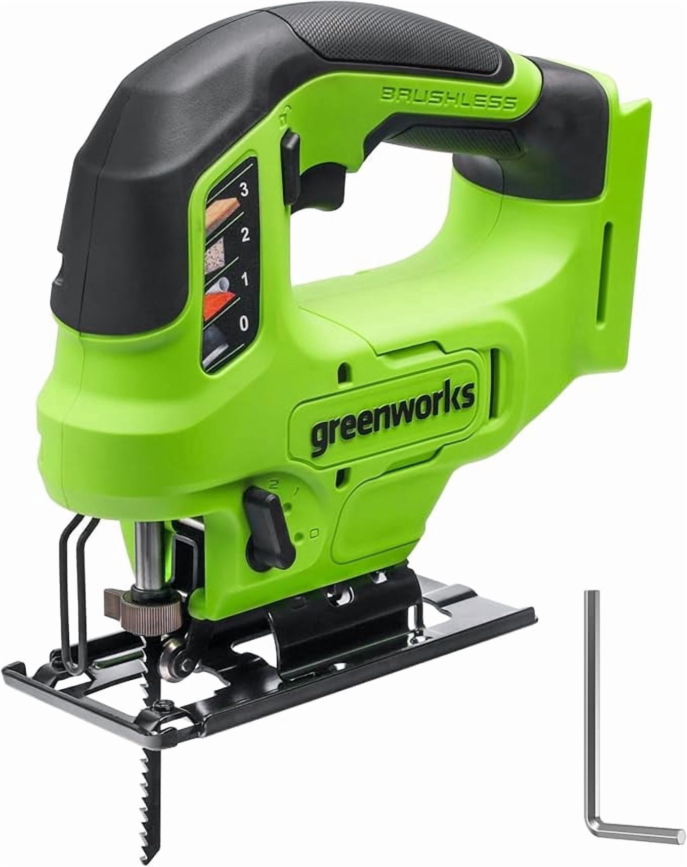 Greenworks 24V Brushless Cordless 1" Jig Saw (3,000 SPM / 4 Settings/Bevel 0°-45°/ LED Light), Battery and Charger Sold Separately
