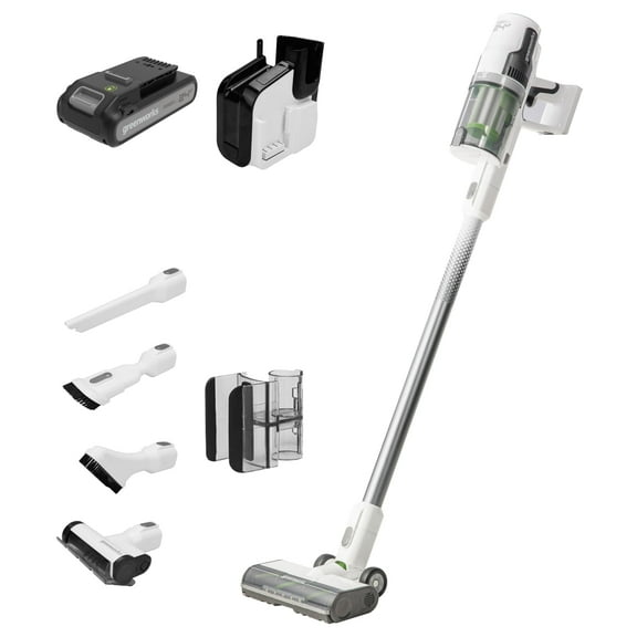 Greenworks 24V Cordless Battery White Stick Vacuum w/ 4.0Ah USB-C Battery & Charger