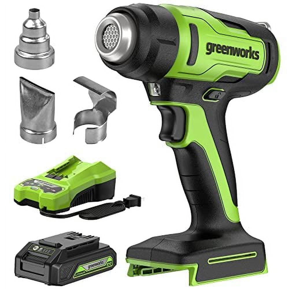 Greenworks 24V Cordless Heat Gun, Deflector Nozzle, Concentrator Nozzle