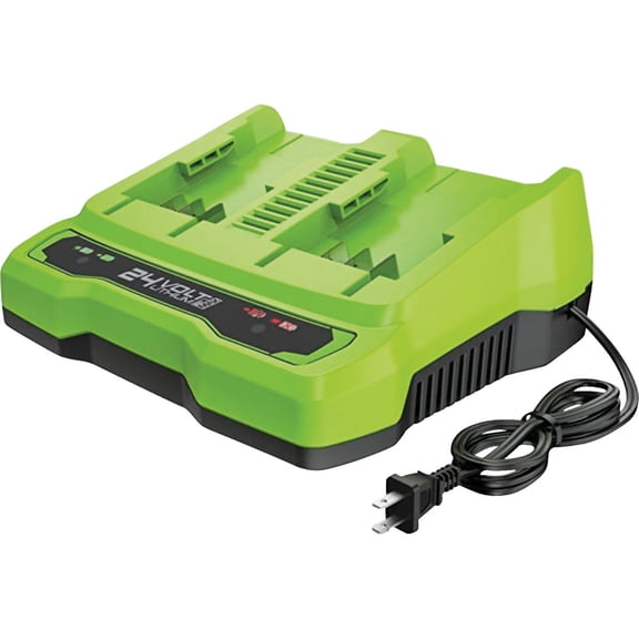 Greenworks 24V Dual Port Battery Charger - Genuine Charger - Green Residential Use, Standard Application