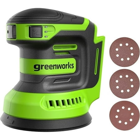 Greenworks 24V Orbital Sander Kit, 5" Random Sander Variable Speed, Tool Only