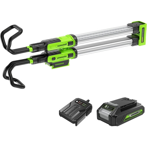 Greenworks 24V Underhood Work Light, 1200 Lumen LED Light Bar with 2Ah Battery and Charger
