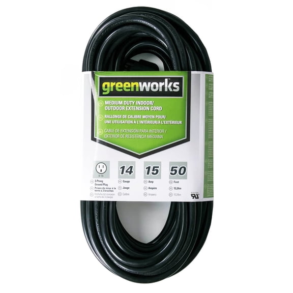 Greenworks 2909502 14 Gauge 50ft Yellow 1 Outlet Indoor/Outdoor Extension Cord
